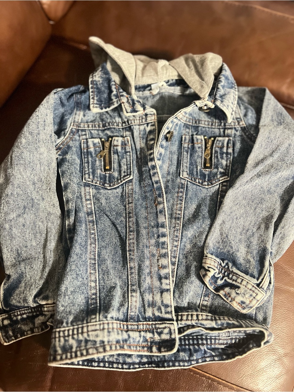 Kids Denim Jacket with Grey Hood - Casual Layering